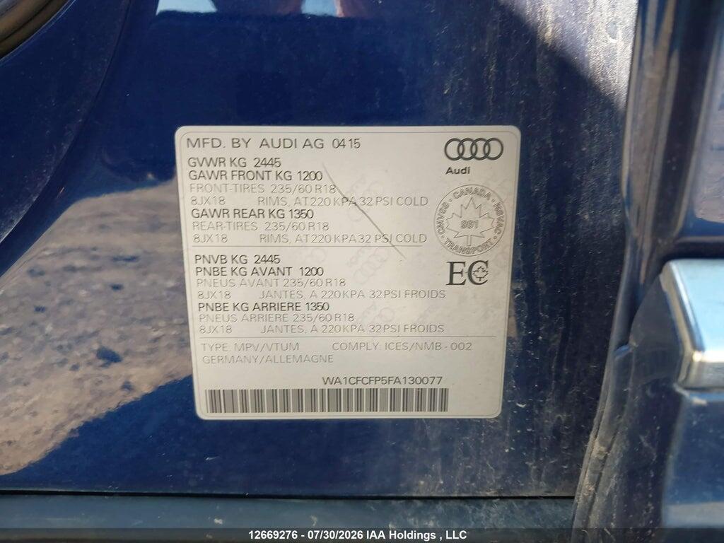 WA1CFCFP5FA130077 2015 AUDI Q5 photo no. 9