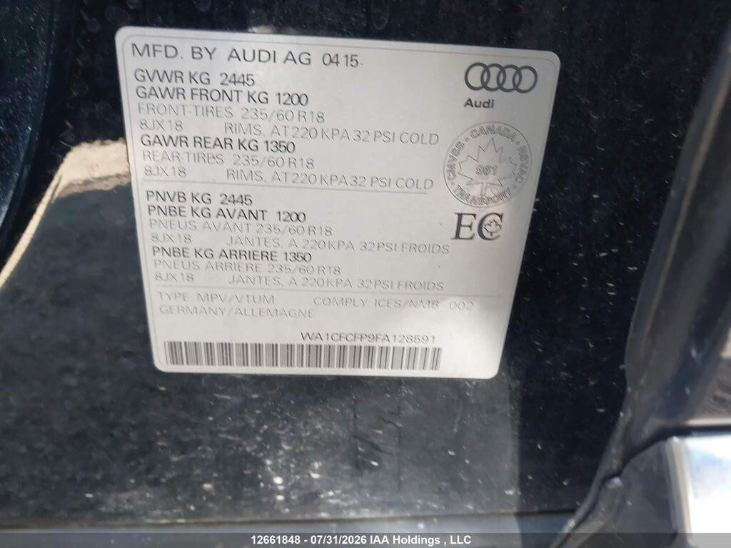 WA1CFCFP9FA128591 2015 AUDI Q5 photo no. 9