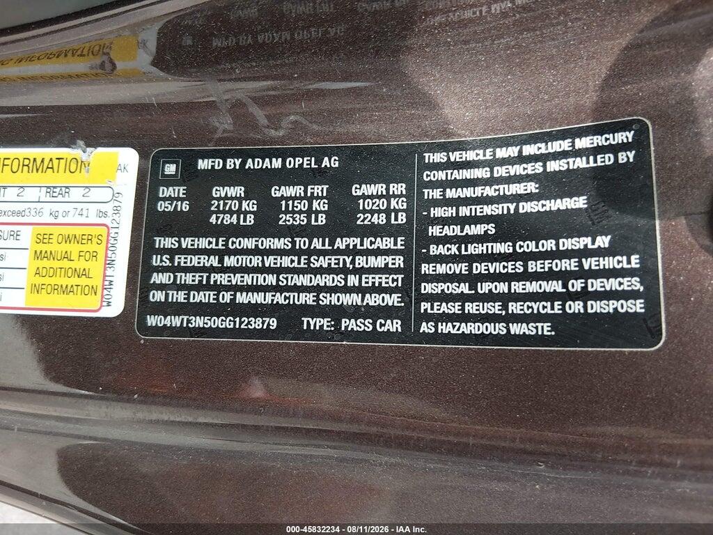 W04WT3N50GG123879 2016 BUICK CASCADA photo no. 9