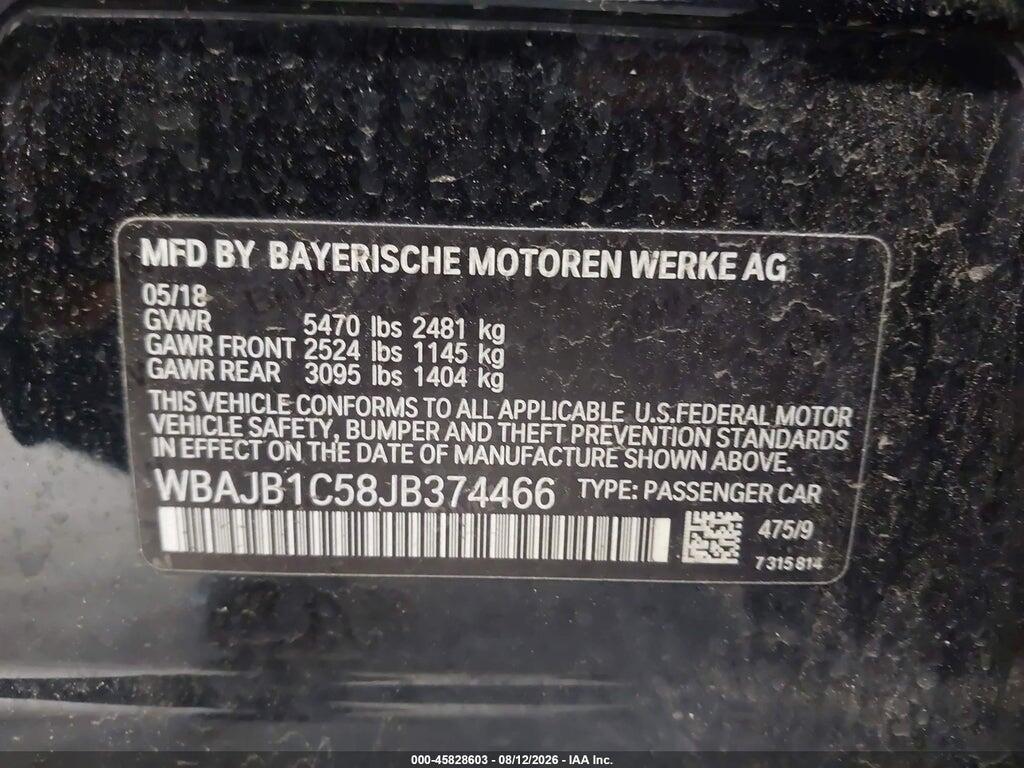 WBAJB1C58JB374466 2018 BMW 530E photo no. 9