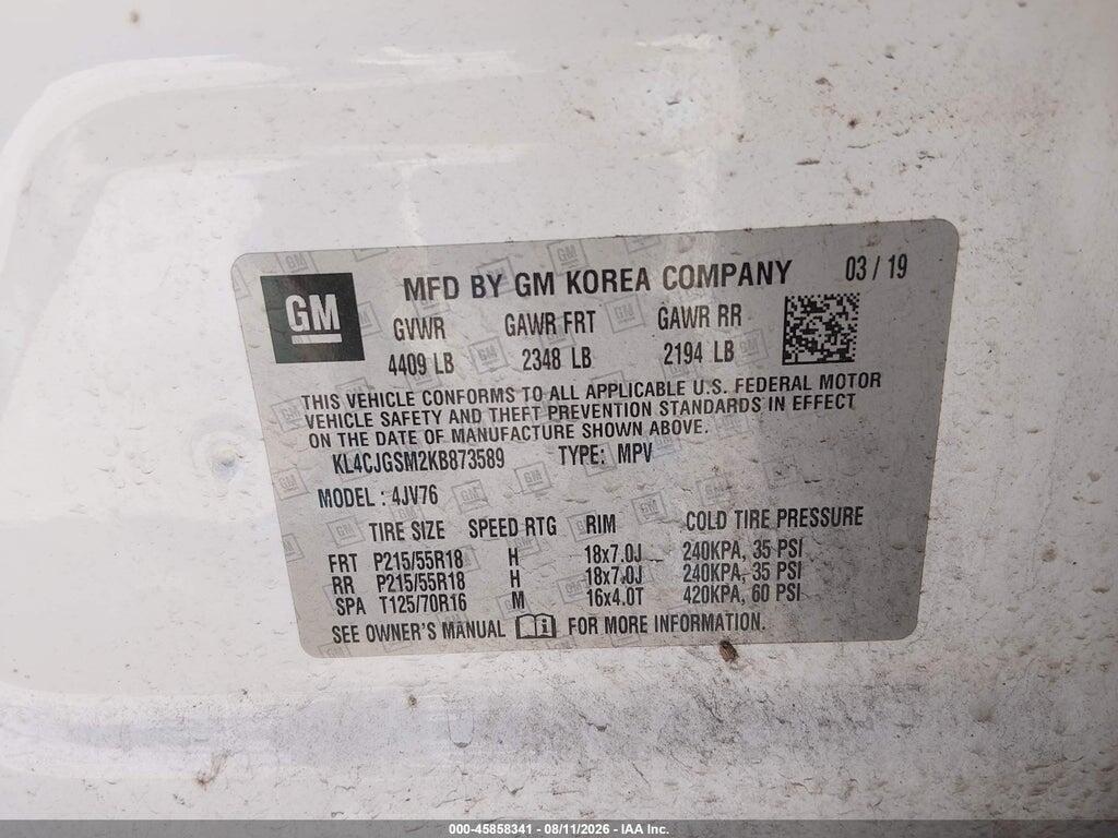 KL4CJGSM2KB873589 2019 BUICK ENCORE photo no. 9