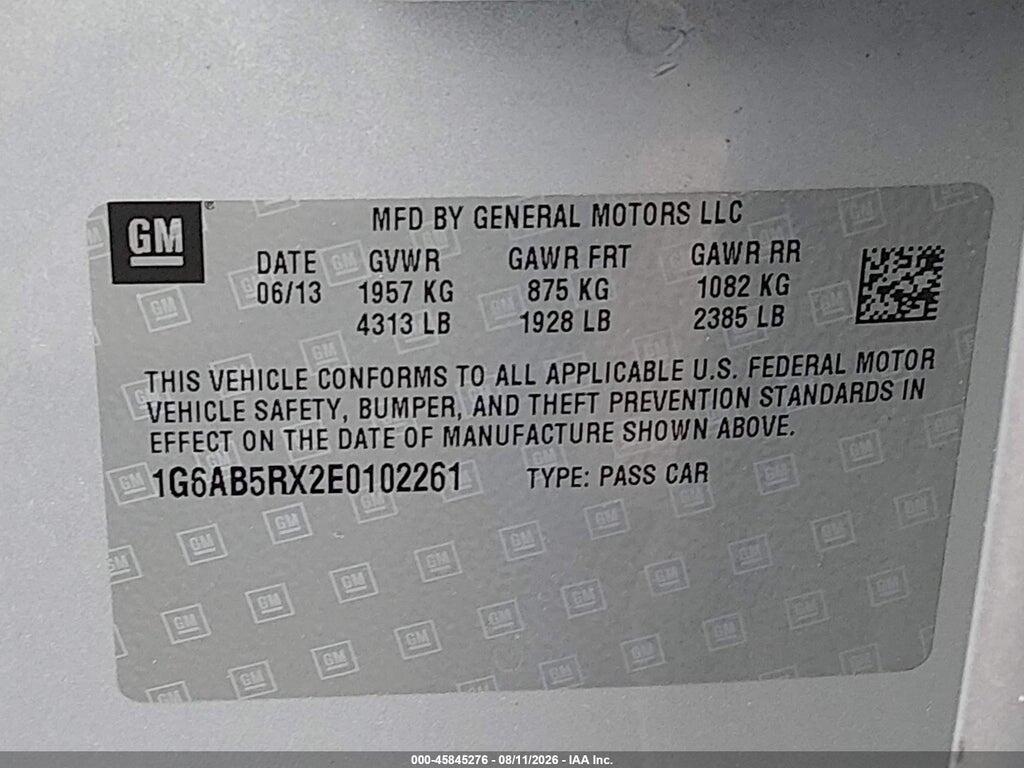 1G6AB5RX2E0102261 2014 CADILLAC ATS photo no. 9