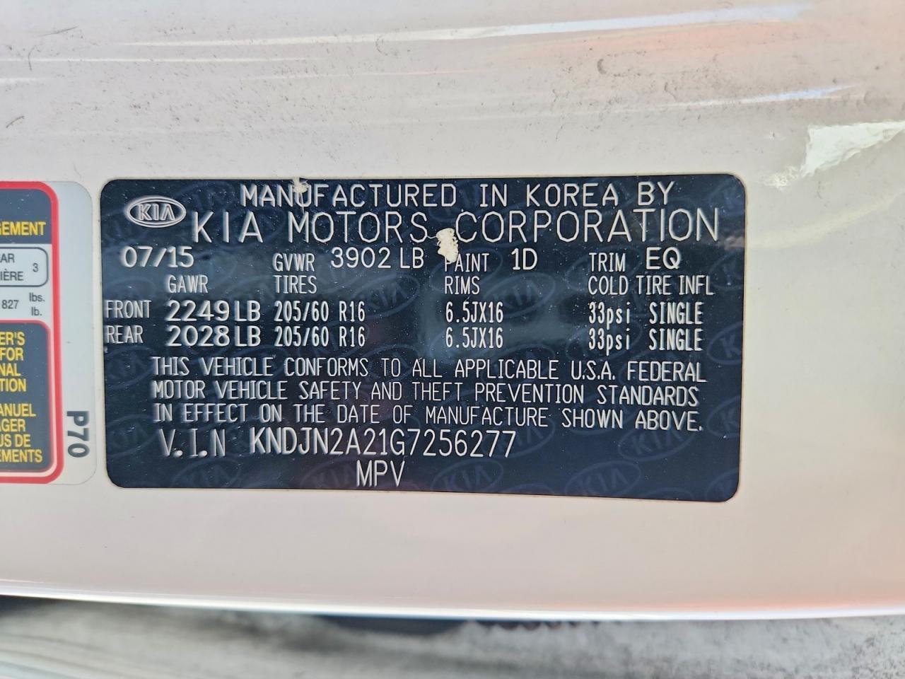 2016 KIA SOUL BASE — Фото 12 из 12