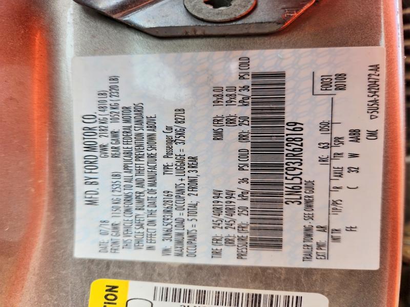 3LN6L5C93JR628169 2018 LINCOLN MKZ photo no. 12