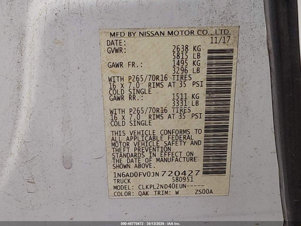 1N6AD0FV0JN720427 2018 NISSAN FRONTIER photo no. 9