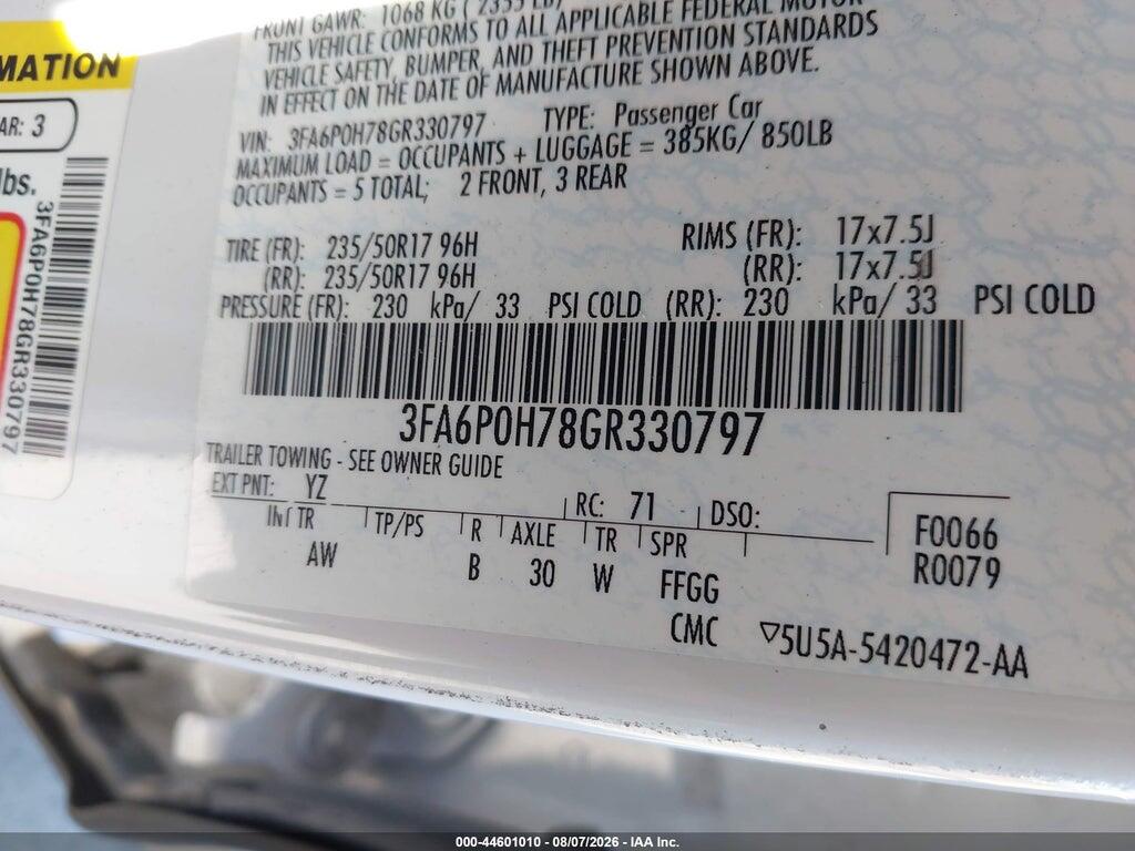 3FA6P0H78GR330797 2016 FORD FUSION photo no. 9
