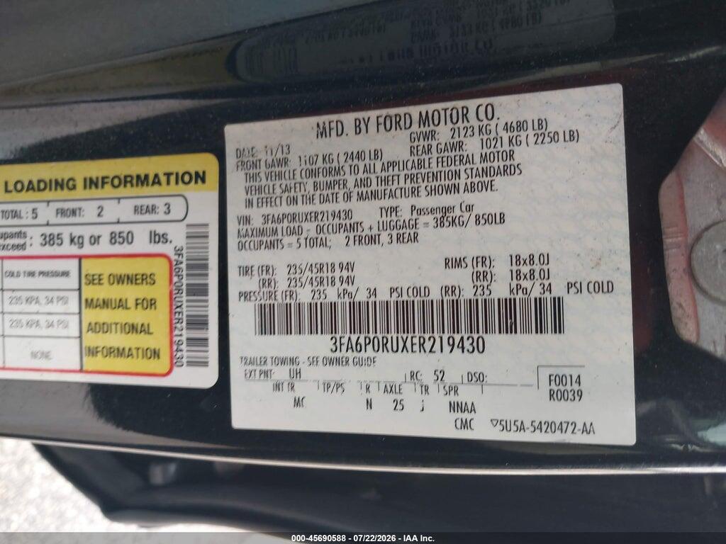 3FA6P0RUXER219430 2014 FORD FUSION HYBRID photo no. 9