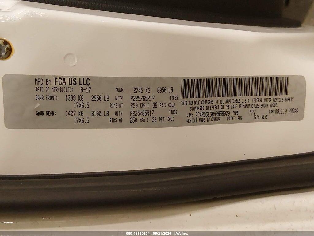 2C4RDGEG8HR858070 2017 DODGE GRAND CARAVAN photo no. 9
