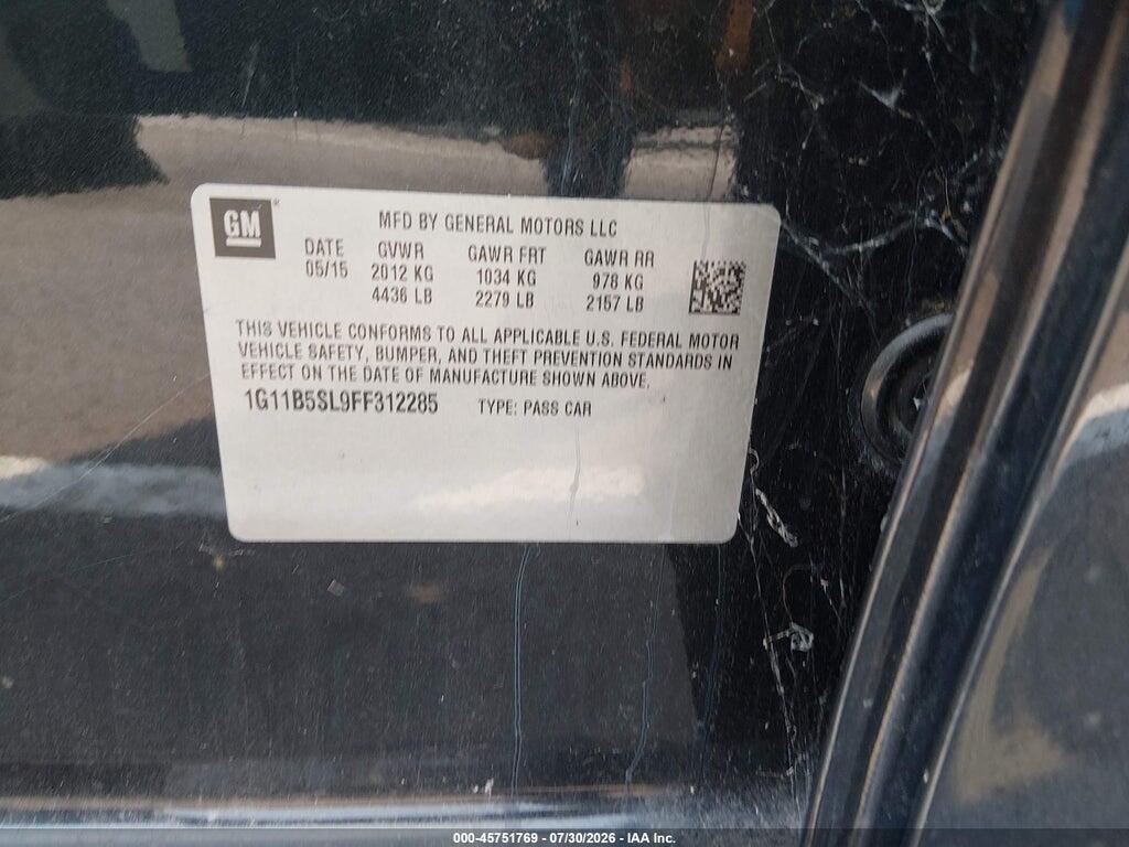 1G11B5SL9FF312285 2015 CHEVROLET MALIBU photo no. 9