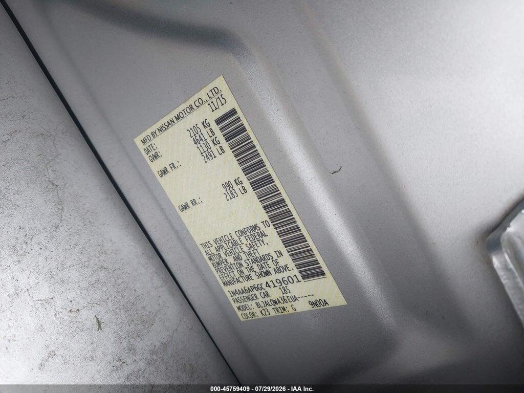 1N4AA6AP6GC419601 2016 NISSAN MAXIMA photo no. 9