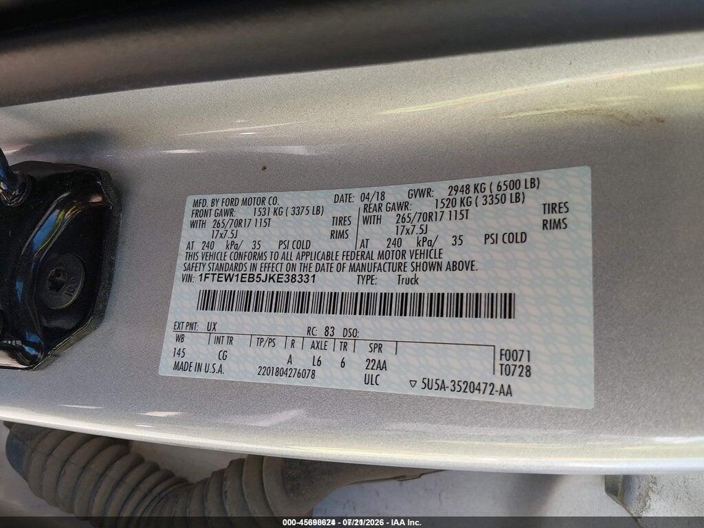 1FTEW1EB5JKE38331 2018 FORD F-150 photo no. 9