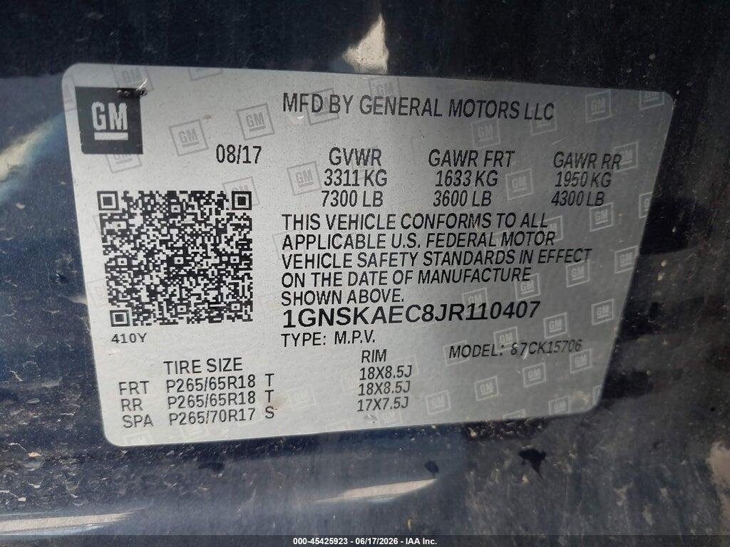 1GNSKAEC8JR110407 2018 CHEVROLET TAHOE photo no. 9