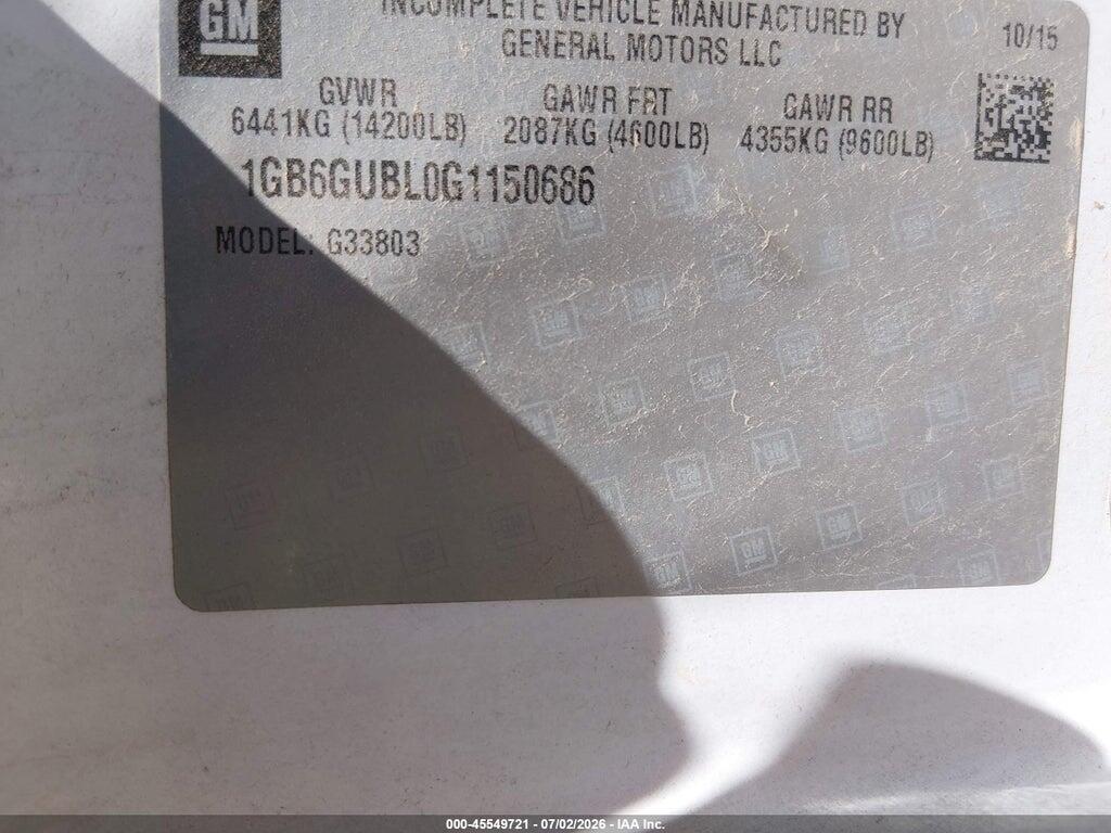 1GB6GUBL0G1150686 2016 CHEVROLET EXPRESS CUTAWAY photo no. 9