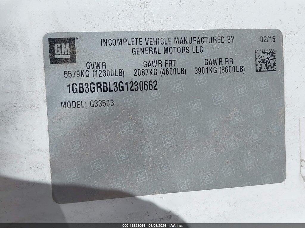1GB3GRBL3G1230662 2016 CHEVROLET EXPRESS CUTAWAY photo no. 9