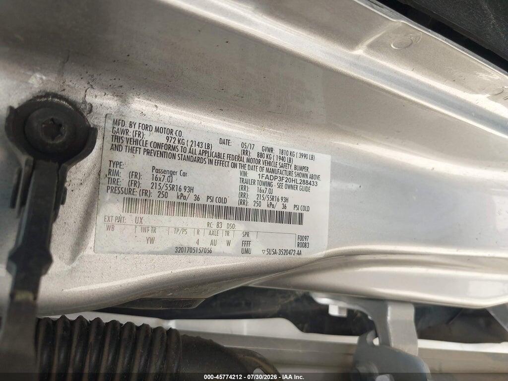1FADP3F20HL288433 2017 FORD FOCUS photo no. 9