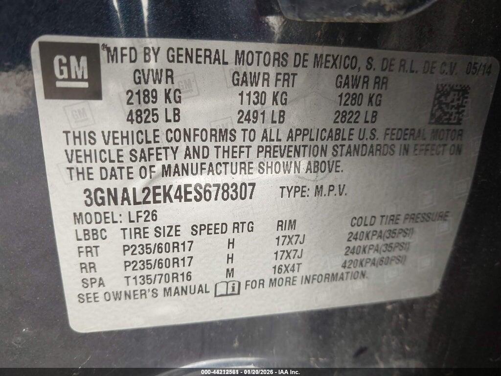 3GNAL2EK4ES678307 2014 CHEVROLET CAPTIVA SPORT photo no. 9