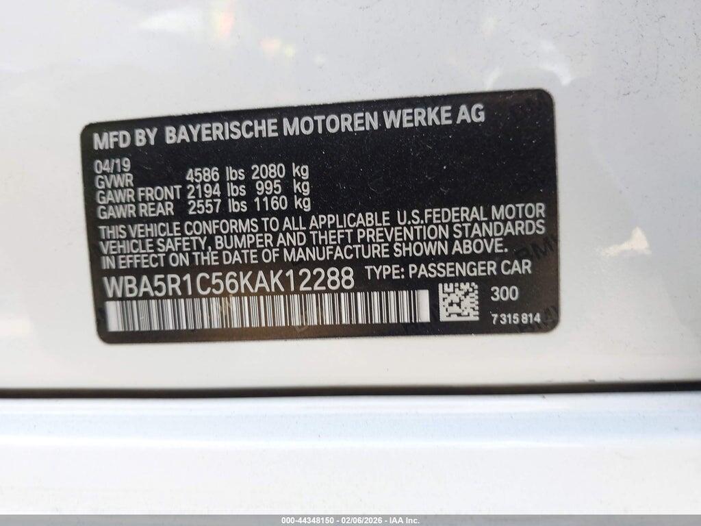 WBA5R1C56KAK12288 2019 BMW 330I photo no. 9