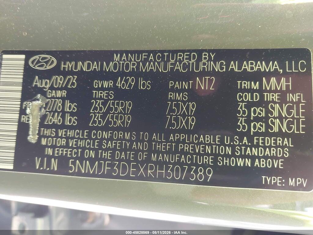 5NMJF3DEXRH307389 2024 HYUNDAI TUCSON photo no. 9