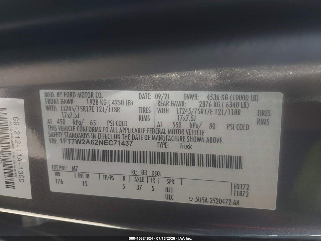 1FT7W2A62NEC71437 2022 FORD F-250 photo no. 9