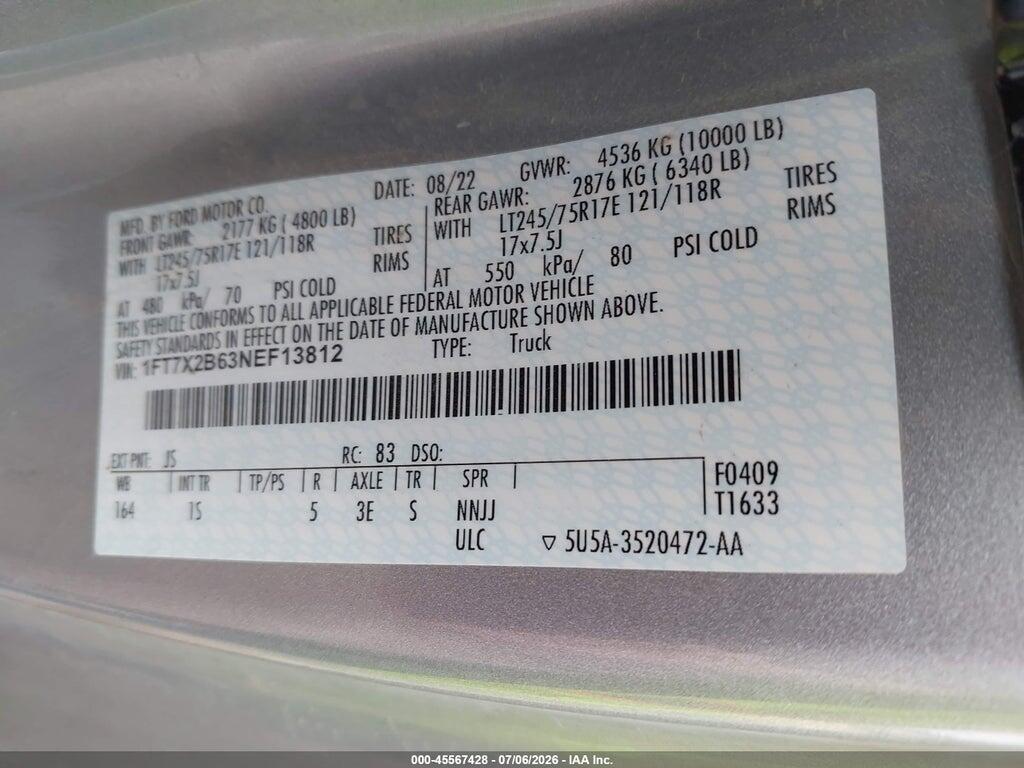 1FT7X2B63NEF13812 2022 FORD F-250 photo no. 9