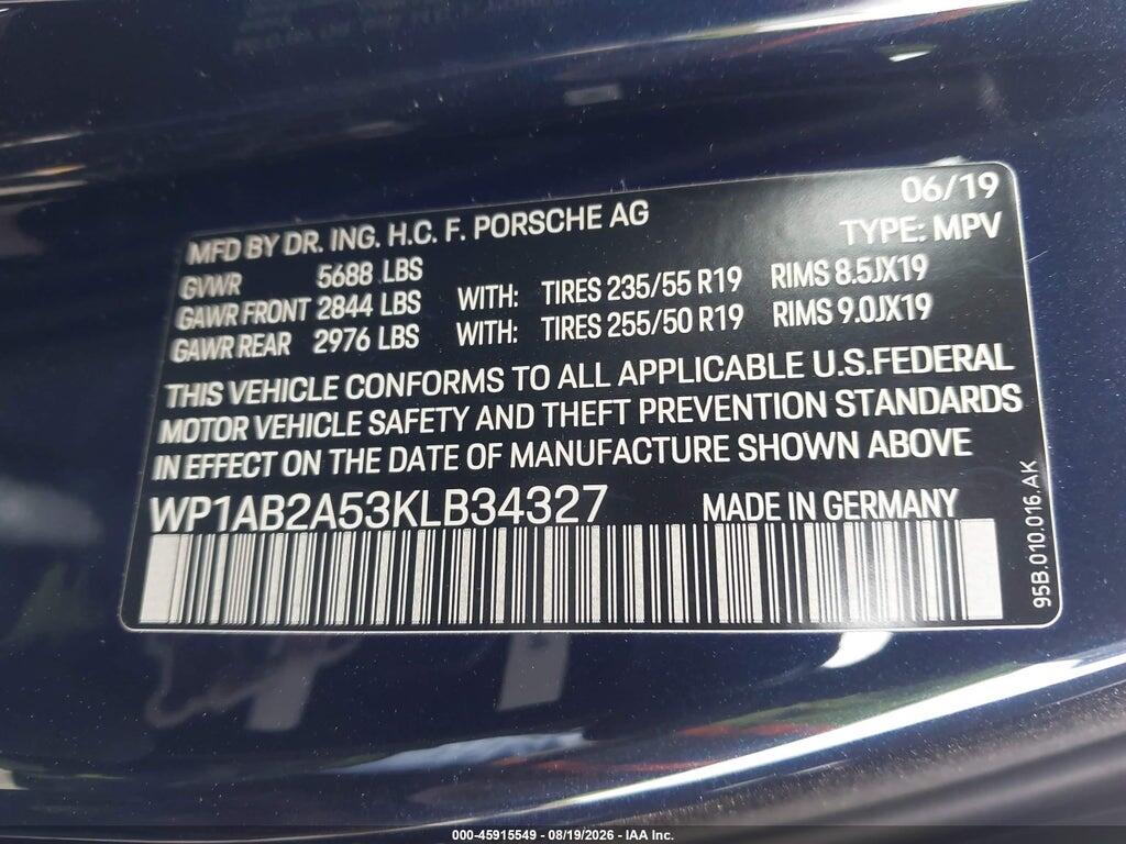 WP1AB2A53KLB34327 2019 PORSCHE MACAN photo no. 9