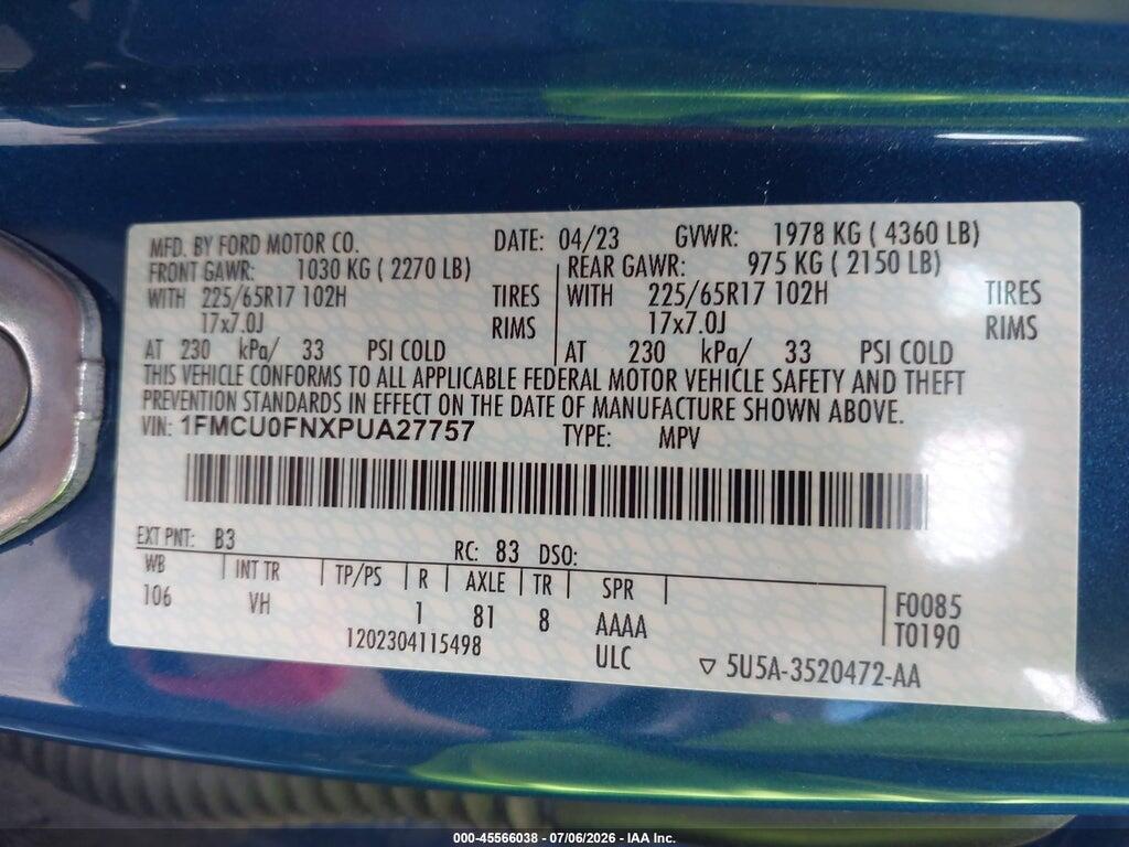 1FMCU0FNXPUA27757 2023 FORD ESCAPE photo no. 9