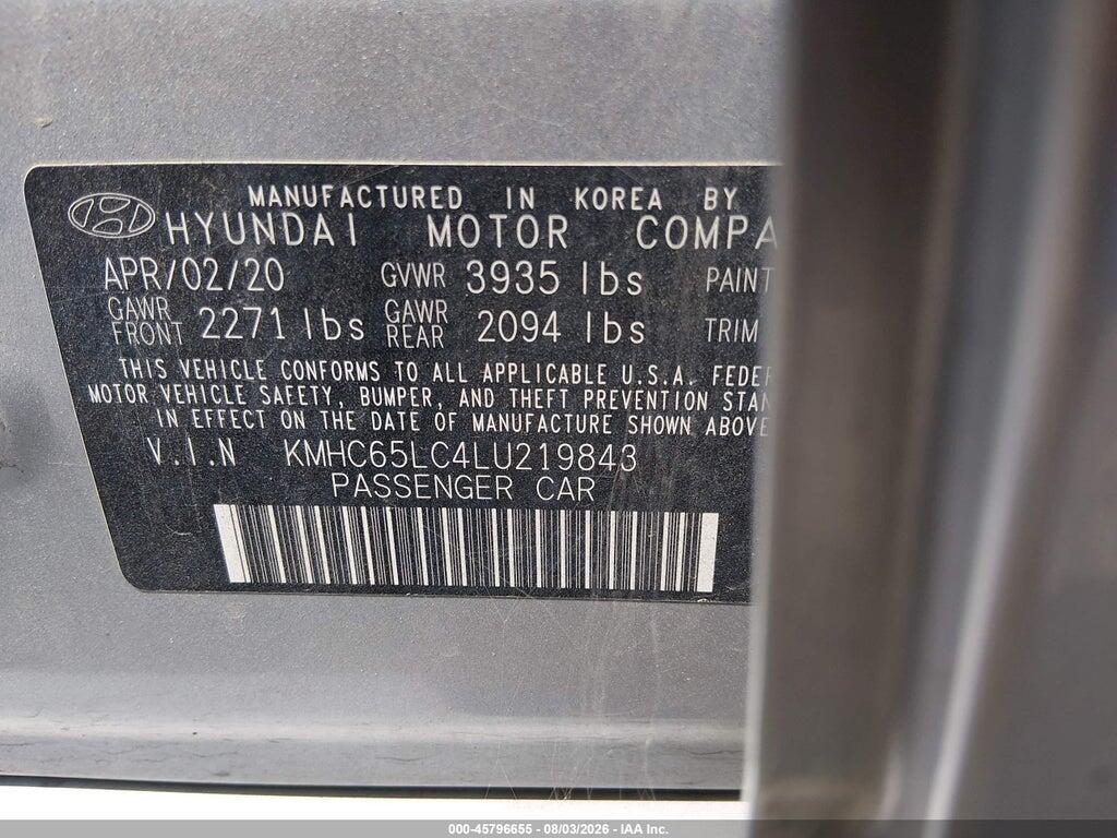 KMHC65LC4LU219843 2020 HYUNDAI IONIQ HYBRID photo no. 9