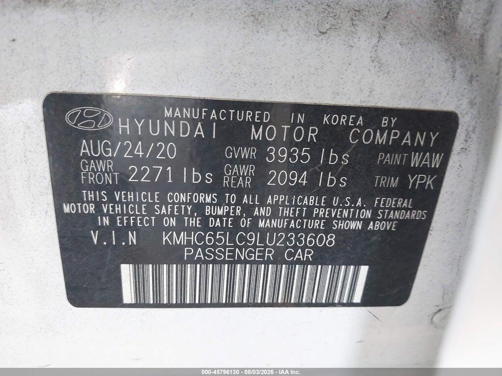 KMHC65LC9LU233608 2020 HYUNDAI IONIQ HYBRID photo no. 9