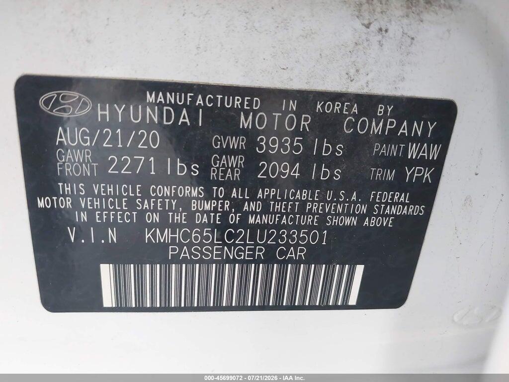 KMHC65LC2LU233501 2020 HYUNDAI IONIQ HYBRID photo no. 9