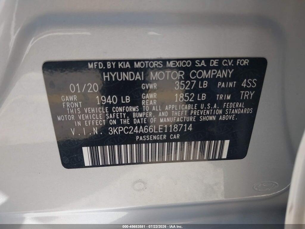 3KPC24A66LE118714 2020 HYUNDAI ACCENT photo no. 9
