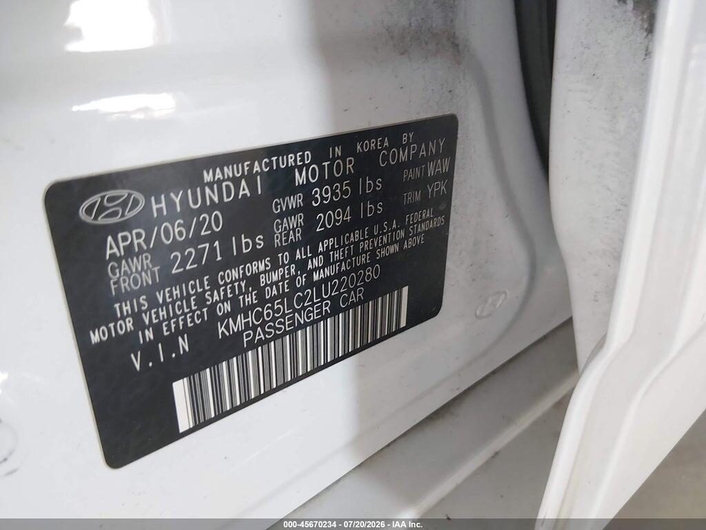 KMHC65LC2LU220280 2020 HYUNDAI IONIQ HYBRID photo no. 9