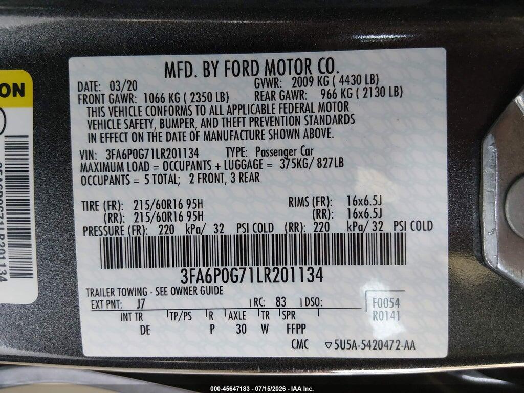 3FA6P0G71LR201134 2020 FORD FUSION photo no. 9