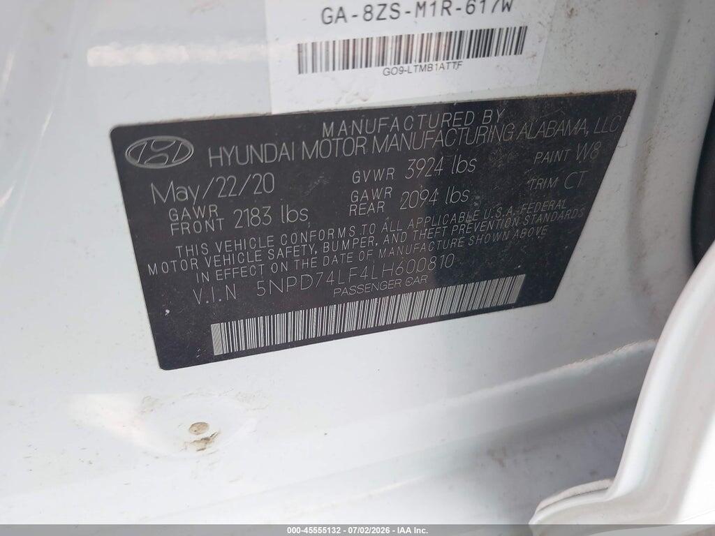 5NPD74LF4LH600810 2020 HYUNDAI ELANTRA photo no. 9