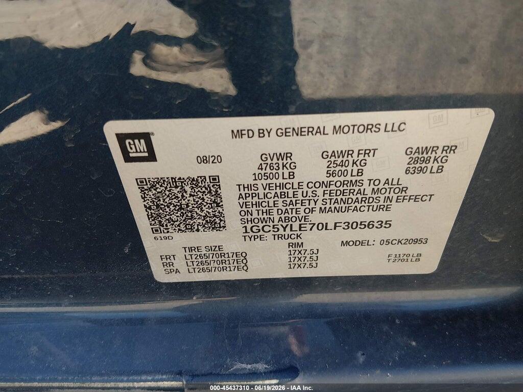 1GC5YLE70LF305635 2020 CHEVROLET SILVERADO 2500HD photo no. 9