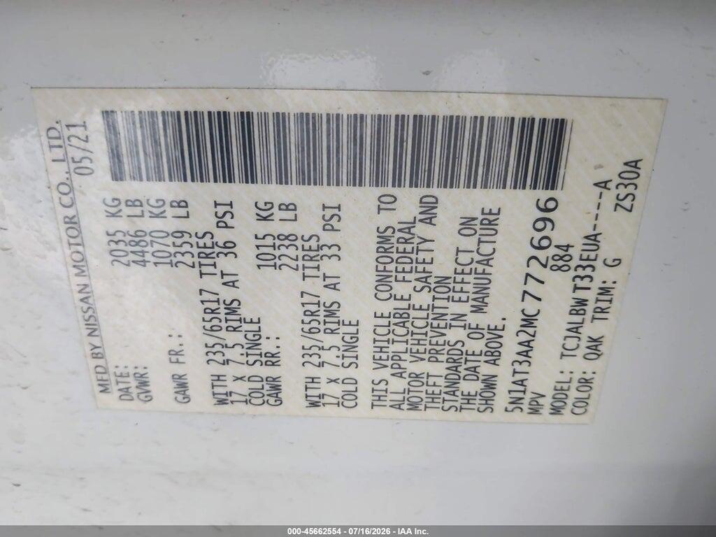 5N1AT3AA2MC772696 2021 NISSAN ROGUE photo no. 9