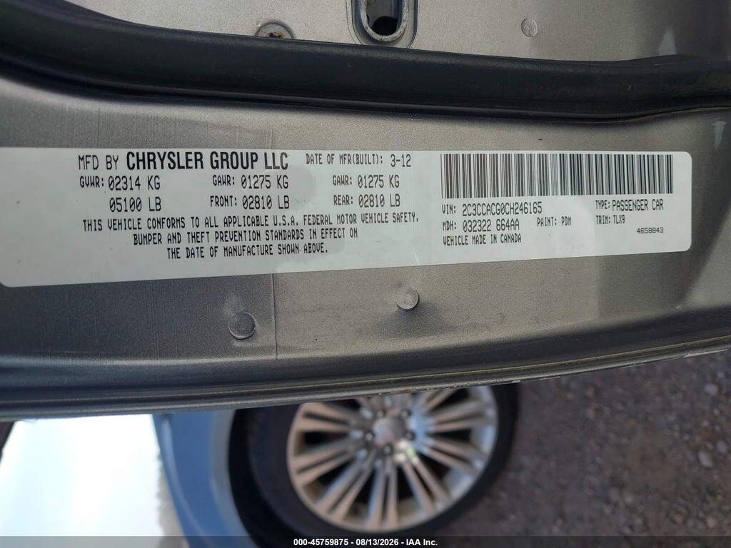 2C3CCACG0CH246165 2012 CHRYSLER 300 photo no. 9