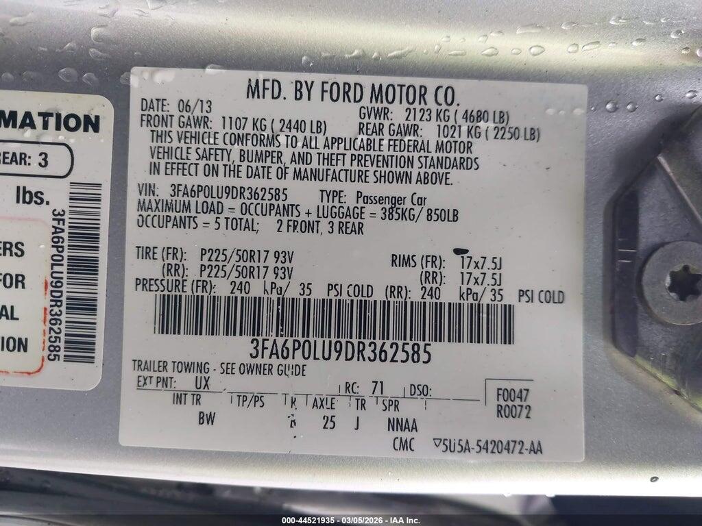 3FA6P0LU9DR362585 2013 FORD FUSION HYBRID photo no. 9