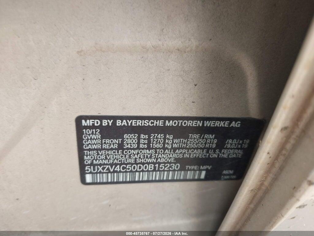 5UXZV4C50D0B15230 2013 BMW X5 photo no. 9