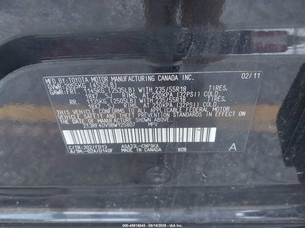 2T3RF4DV9BW125807 2011 TOYOTA RAV4 photo no. 9
