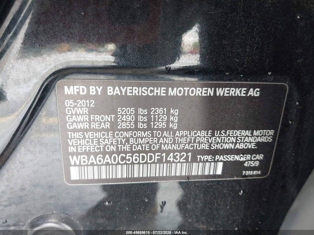 WBA6A0C56DDF14321 2013 BMW 640I GRAN COUPE photo no. 9