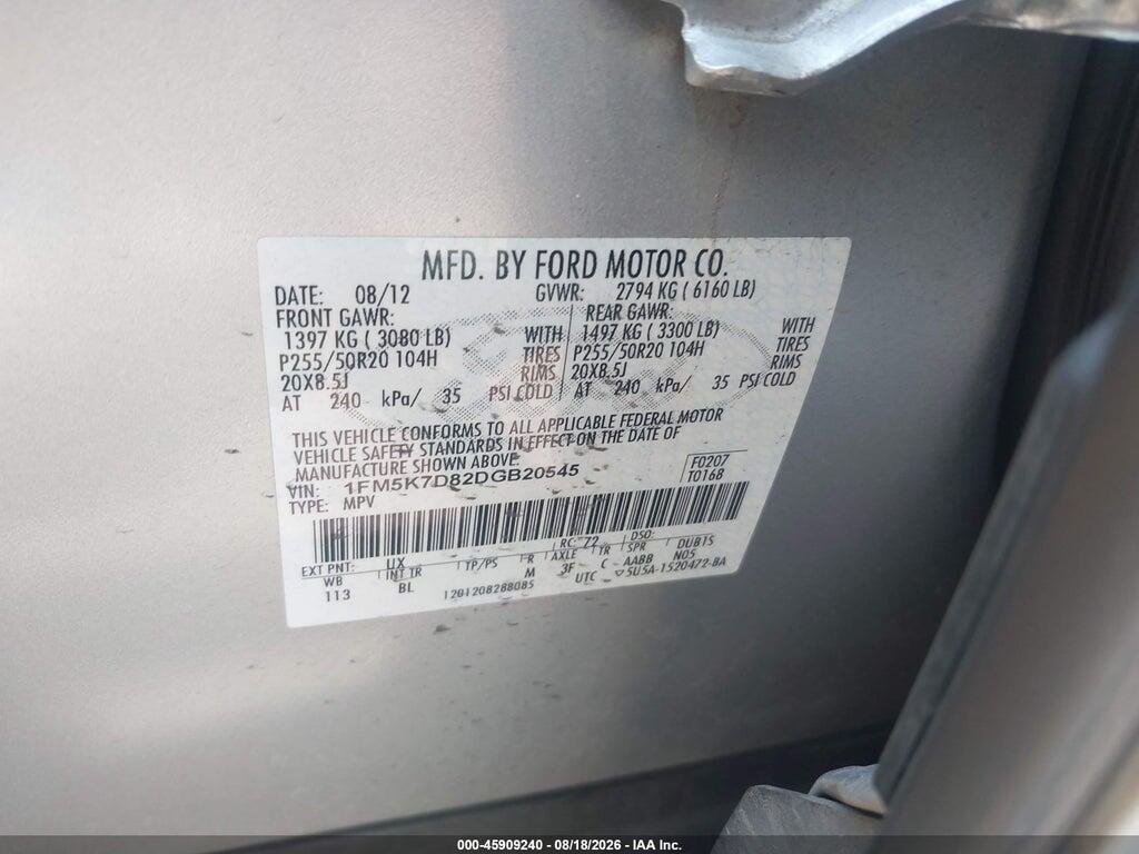 1FM5K7D82DGB20545 2013 FORD EXPLORER photo no. 9