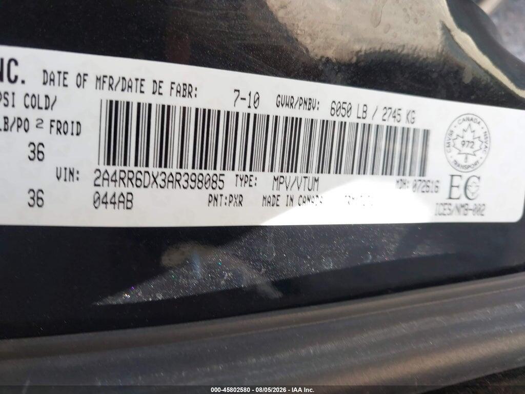 2A4RR6DX3AR398085 2010 CHRYSLER TOWN & COUNTRY photo no. 9