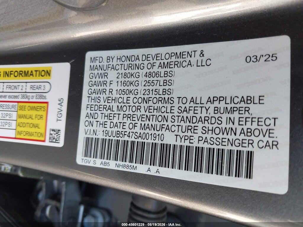 19UUB5F47SA001910 2025 ACURA TLX photo no. 9