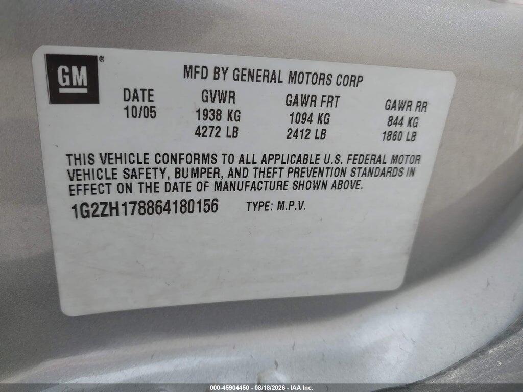 1G2ZH178864180156 2006 PONTIAC G6 photo no. 9