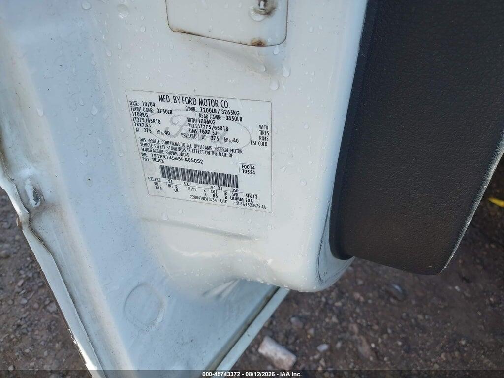 1FTPX14565FA05052 2005 FORD F-150 photo no. 9