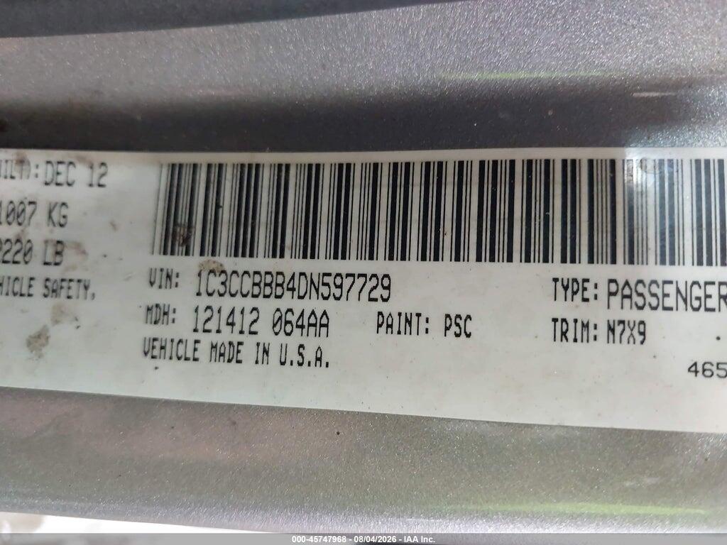 1C3CCBBB4DN597729 2013 CHRYSLER 200 photo no. 9