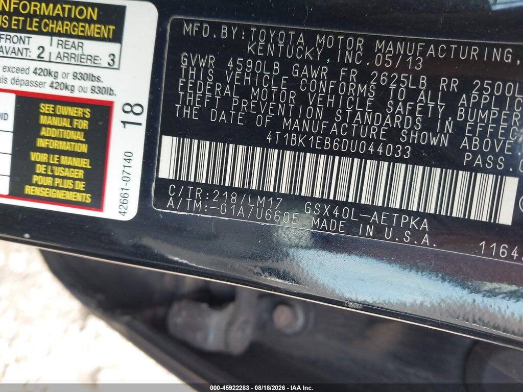 4T1BK1EB6DU044033 2013 TOYOTA AVALON photo no. 9
