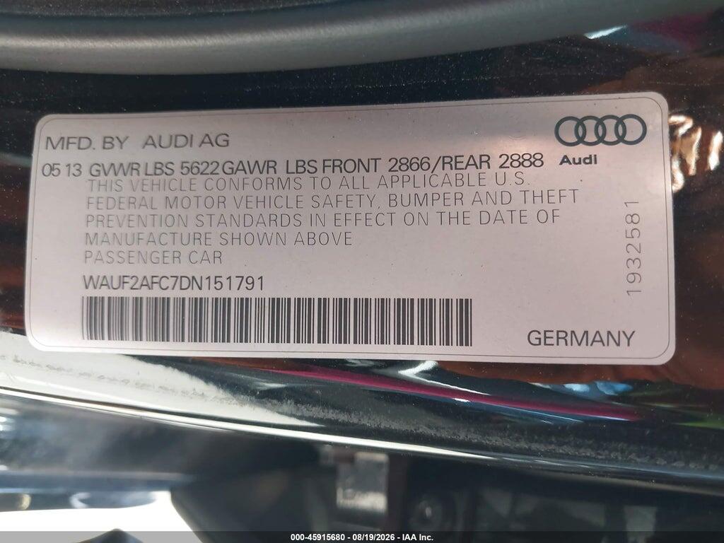 WAUF2AFC7DN151791 2013 AUDI S6 photo no. 9