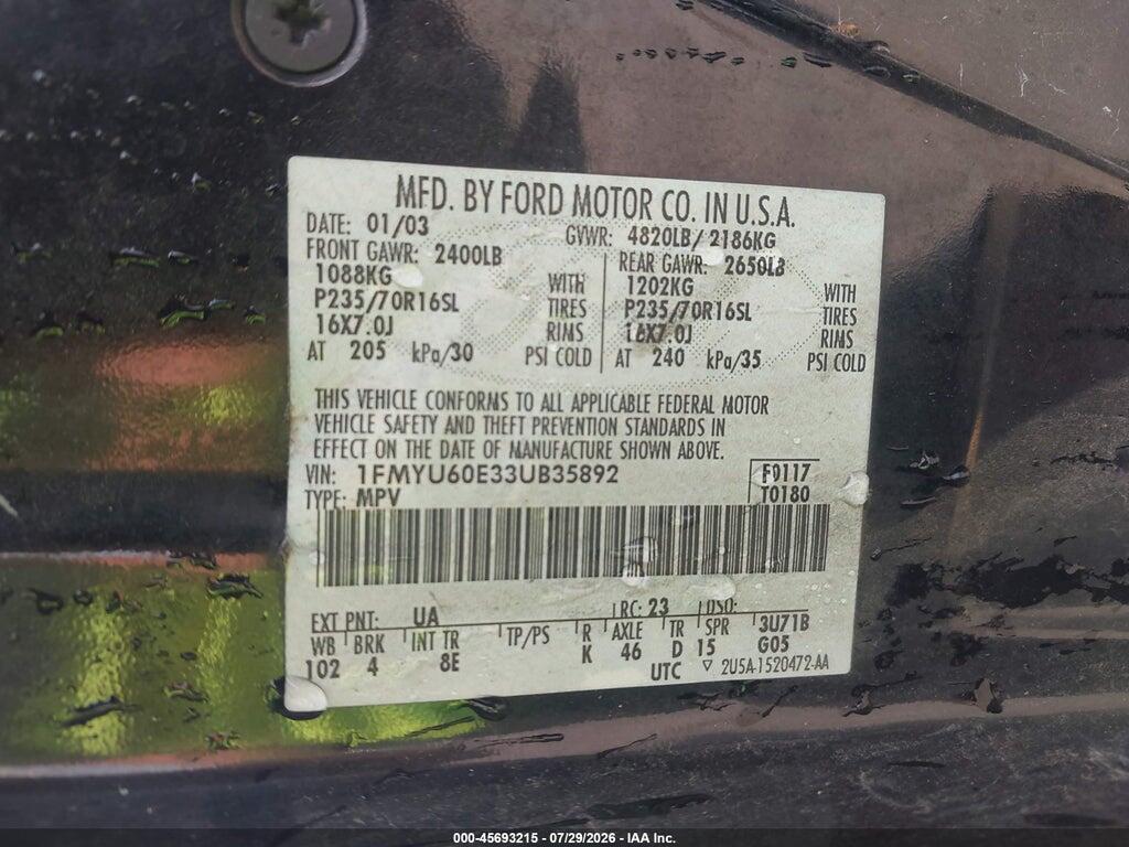 1FMYU60E33UB35892 2003 FORD EXPLORER SPORT photo no. 9