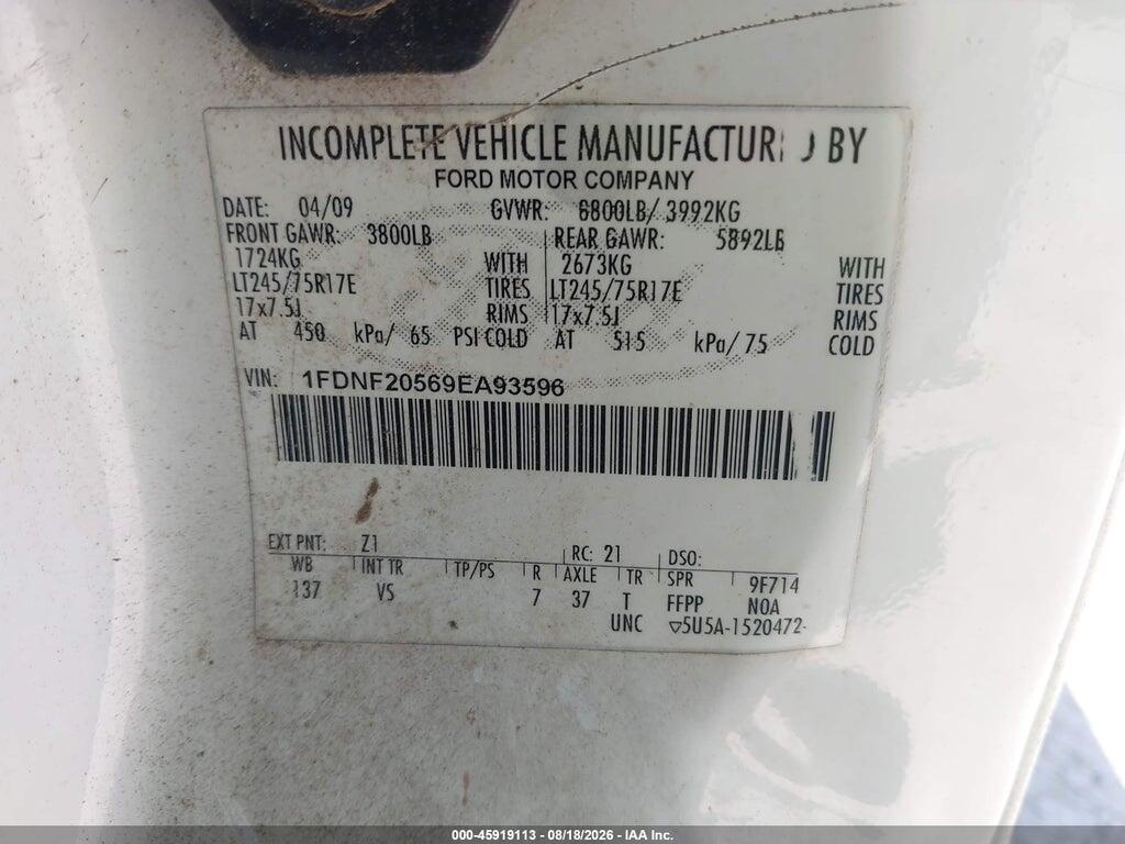 1FDNF20569EA93596 2009 FORD SUPER DUTY F-250 SRW photo no. 9